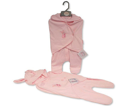 Baby Girls Wrap-Over All in One with Hood - Bunny (PK6) (NB-3) BIS-2020-2558