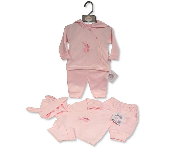 Baby Girls 2 pcs Set with Hood - Bunny (PK6) (NB-6) BIS-2020-2559
