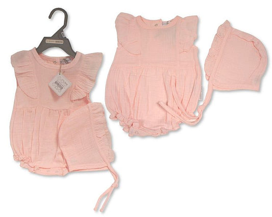 Baby Girls Romper with Hat(3-12 Months) (PK6) Bis-2120-6169