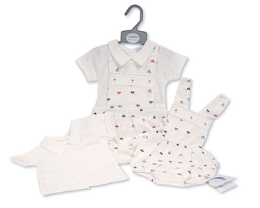 Baby Boys Short 2 Pieces Dungaree Set - Cars (0-6 Months) (PK6) Bis-2120-6183