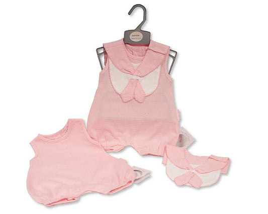 Baby Girls Short Romper with Bib - Sailor (NB-6 Months) (PK6) Bis-2120-6197