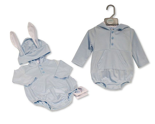 Baby All-In-One with Bunny Ears - Short - Sky (NB-9m) (PK6) BIS-2120-6336s
