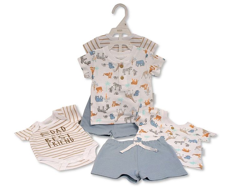 Baby Boys 3 pcs Shorts Set - Safari (0-9 Months) (PK6) Bis-2120-6354