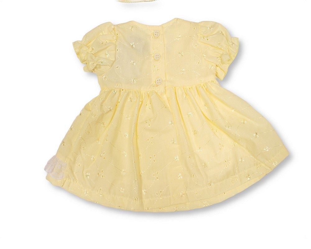 Baby Dress Lemon with Lace and Bows (NB-6m) (PK6) - BIS-2120-6362