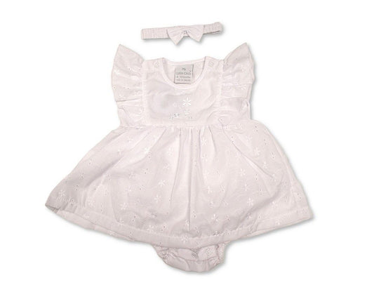 Baby Dress White with Flowers Embroidery (6-24m) (PK6) - BIS-2120-6377