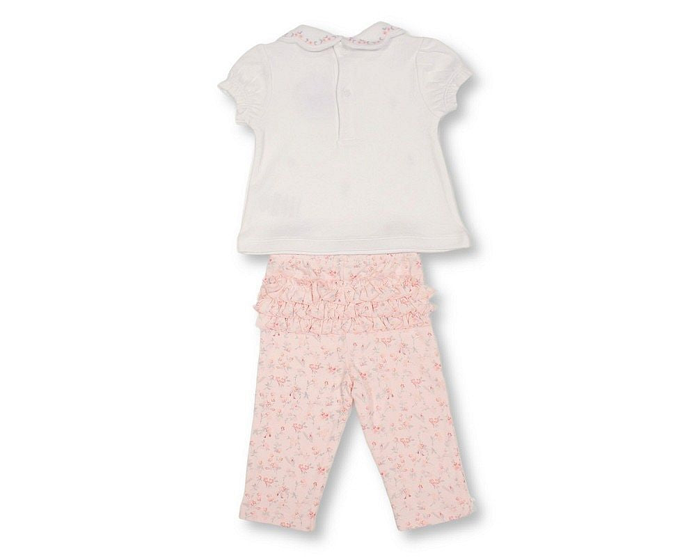 Baby Girls 2 pcs Leggings Set with Floral Print and Embroidery (NB-9m) (PK6) - BIS-2120-6393