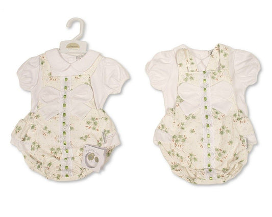 Baby Girls Spanish Romper Set with Floral Print, Lace and Bow (NB-9m) (PK6) - BIS-2120-6418