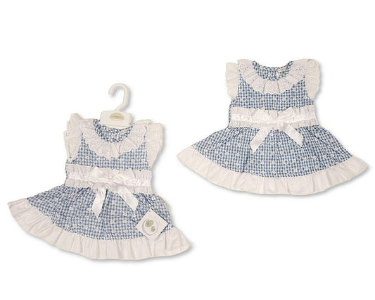 Baby Girls Dress with Lace and Large Bow (NB-9m) (PK6) - BIS-2120-6421