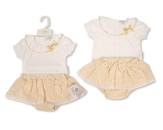 Baby Girls Gingham Skirt Set with Lace and Bow (NB-9m) (PK6) BIS-2120-6439