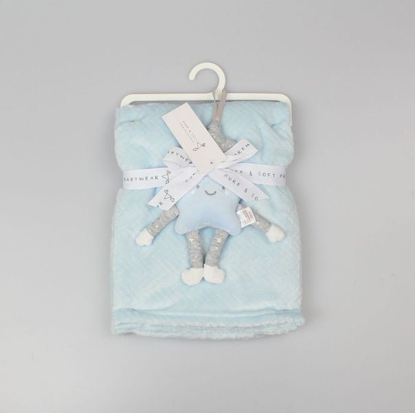 Plush Fleece Blanket + Rattle Blue Star - (PK6) G13041