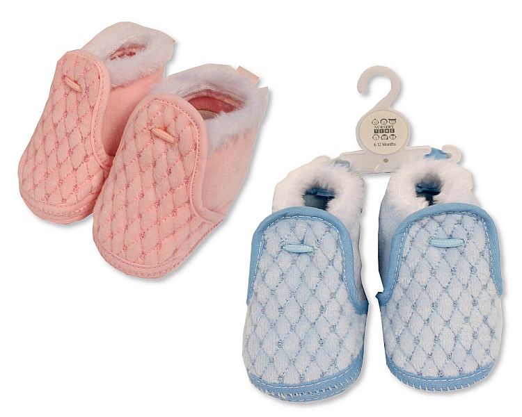 Baby Booties with Fur Trim- (0 to 6 Months) (PK6) Bss-116-383