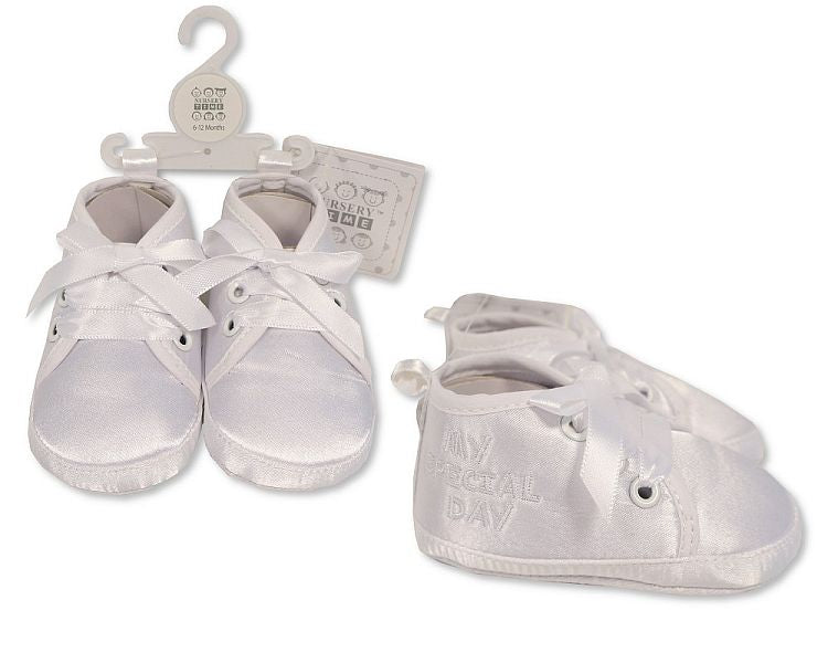 Baby Boys Christening Shoes - My Special Day - White Embroidery (6-18 Months) (PK6) Bss-116-819w