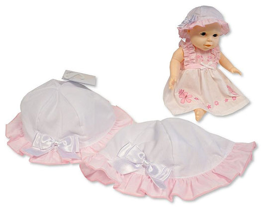 Baby Girls Summer Hat with Bow - Pink - Size Medium/Large (PK6) (12-24m) BW-0503-0629