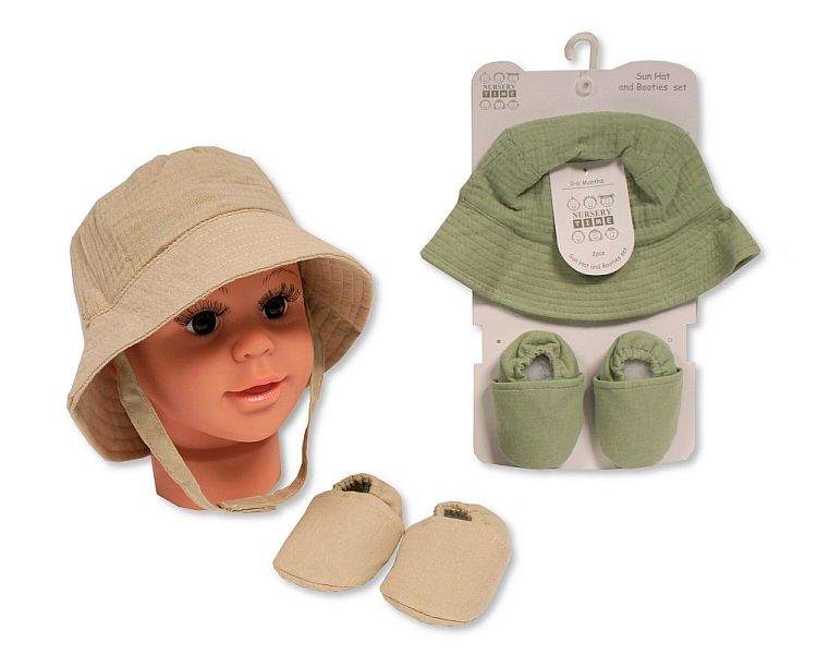 Baby Sun Hat and Booties Set (0-12m) (PK6) Bw-0503-0635