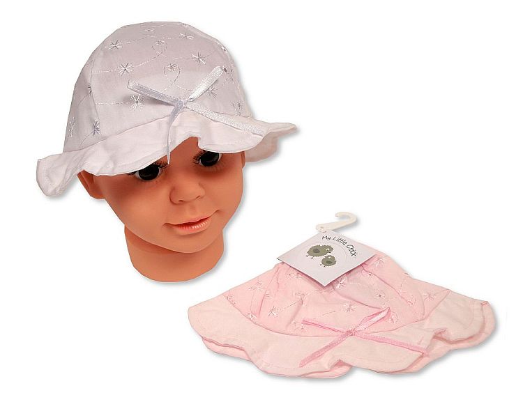 Baby Girls Summer Hat with Embroidery and Bow (0-24m) (PK6) BW-0503-0645