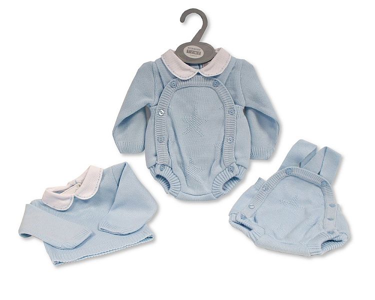 Knitted Baby Boys Short 2 pcs Dungaree Set (NB-9) (PK6) BW-10-1191