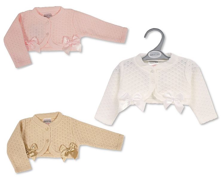 Baby Girls Knitted Bolero with Bows (9-24 Months) (PK6) Bw-10-122