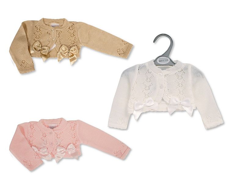 Baby Girls Knitted Bolero with Bows (0-9 Months) (PK6) Bw-10-221