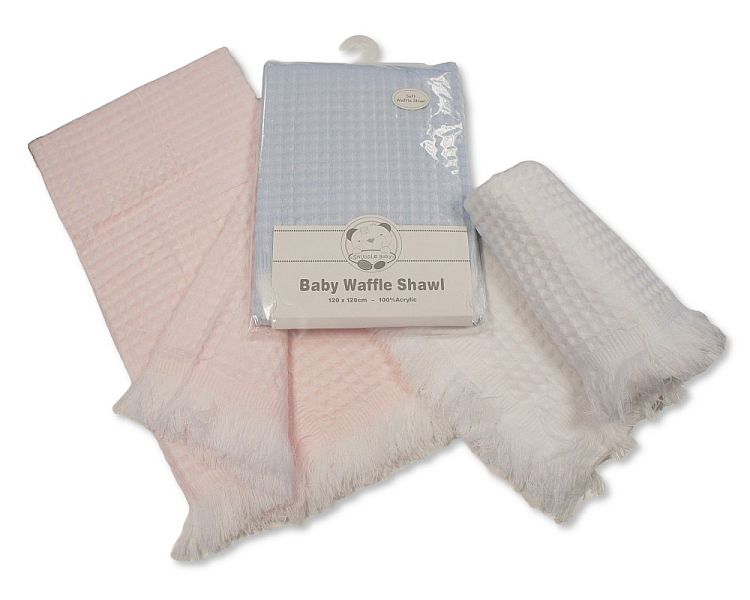 Baby Acrylic Waffle Shawl (120x120cm) (PK1) BW-110-034