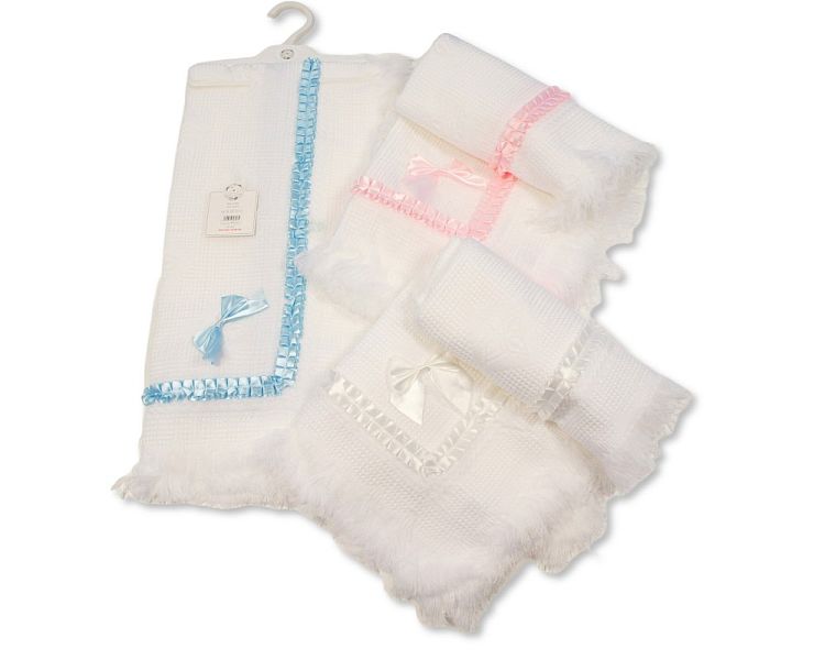 Baby Acrylic Hanger Shawl with Lace and Bow (120x120cm) (PK1) BW-110-397