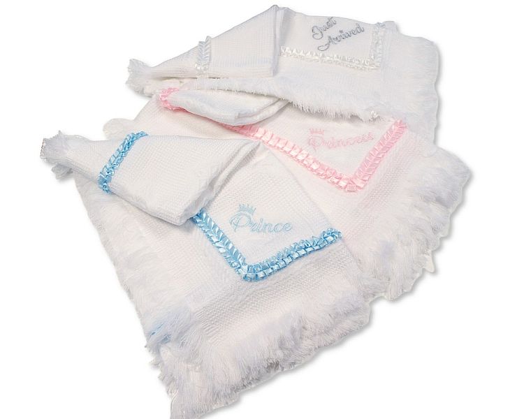 Baby Acrylic Hanger Shawl with Lace and Embroidery (120x120cm) (PK1) BW-110-398