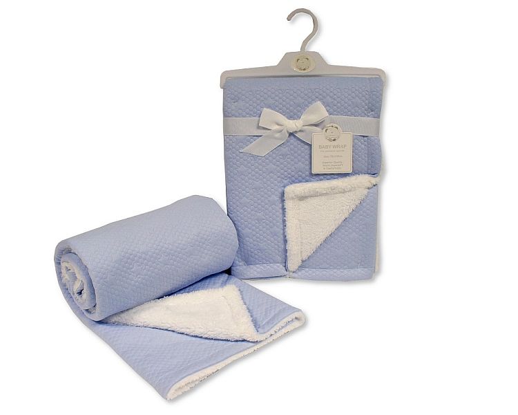 Baby Stars Embossed Wrap With Sherpa Back- Blue - BW-112-2006