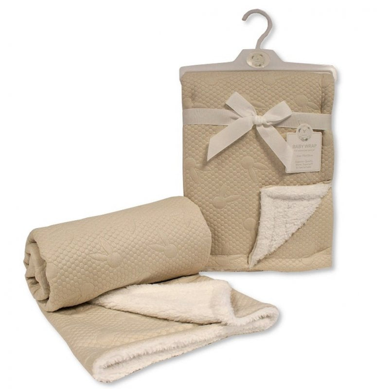 Baby Bunny Embossed Wrap With Sherpa Back- Taupe - BW-112-2009