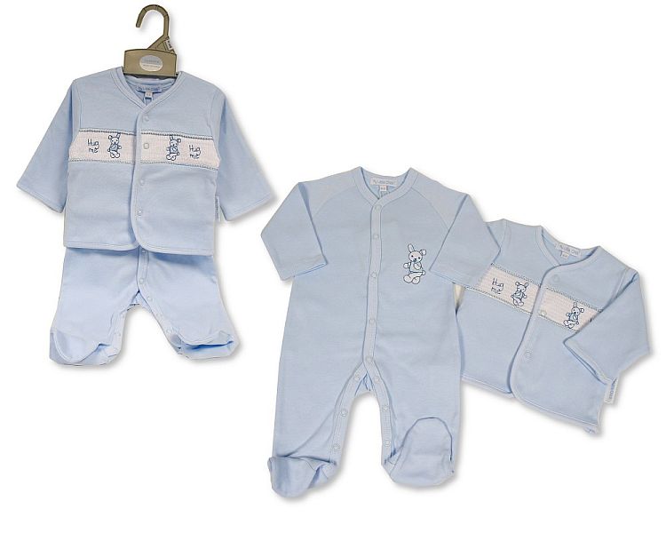 Baby Boys 2 pcs Set with Smocking - Hug Me (NB-6) (PK6) BW-13-392