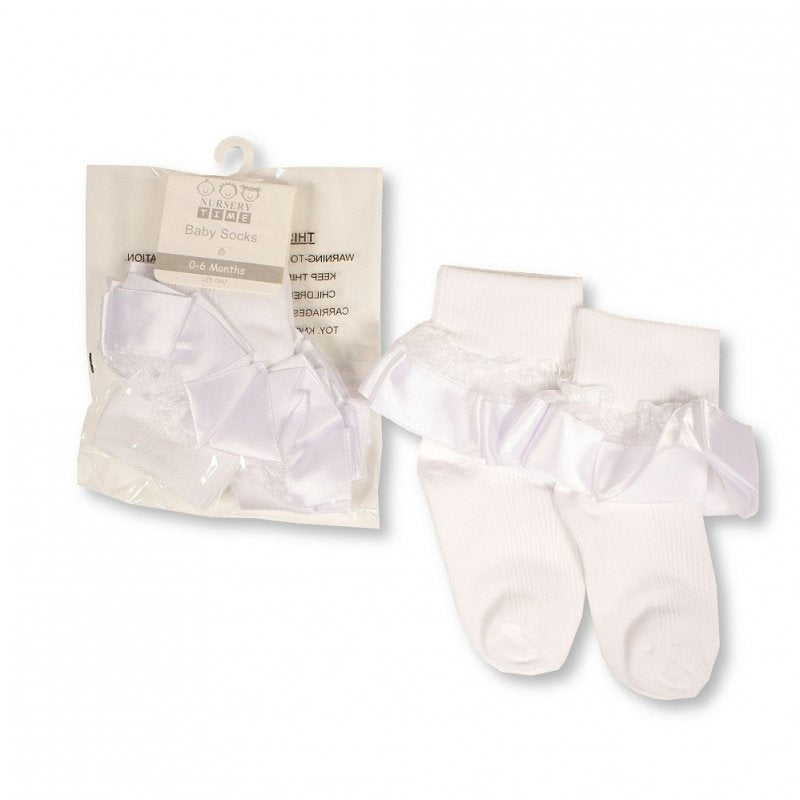 Baby Lace Socks - White (PK6) (0-18 Months) BW-61-2233W