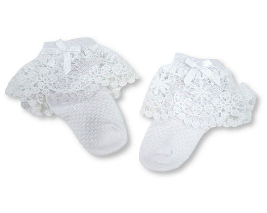 Baby Girls Socks with Cotton Lace and Bow (0-18m) (PK12) BW-61-2248