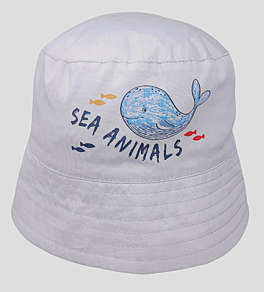 Reversible Baby Boys Bucket Hat - Sea Animals (6-18m) (PK12) 0399