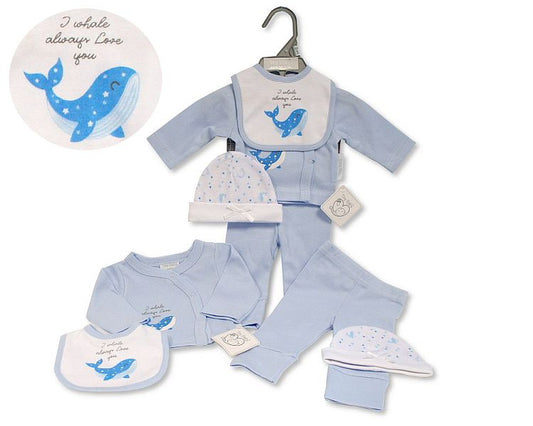 Premature Baby Boys 4 pcs Set with Bib and Hat (3-5lbs) (PK6) PB-20-395s
