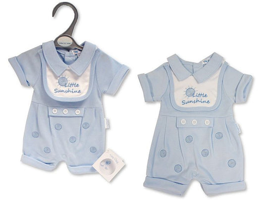 Premature Baby Boys Romper with Bib - Little Sunshine (3-5 to 5-8Lbs) (PK6) Pb-20-628