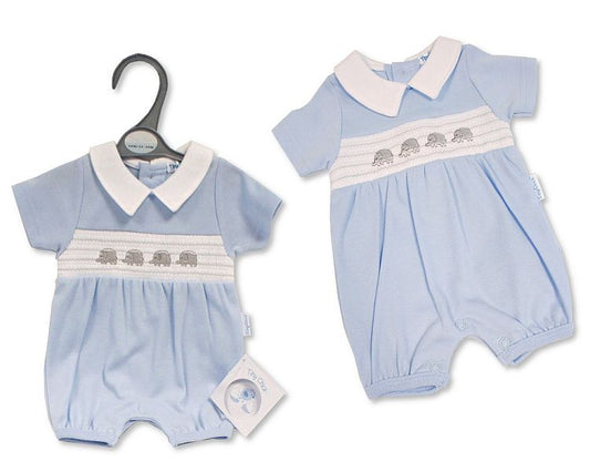 Premature Baby Boys Romper with Smocking - Elephant (3-5 to 5-8Lbs) (PK6) Pb-20-657