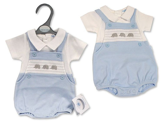 Premature Baby Boys Romper with Smocking - Elephant (3-5 to 5-8Lbs) (PK6) Pb-20-659