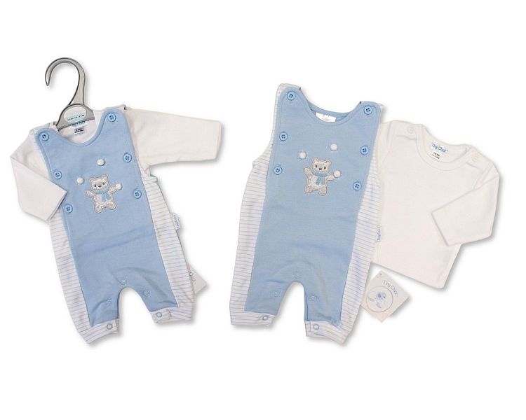Premature Baby Boys 2 pcs Dungaree Set with Open Legs - Snowballs (3-8lbs) (PK6) PB-20-724