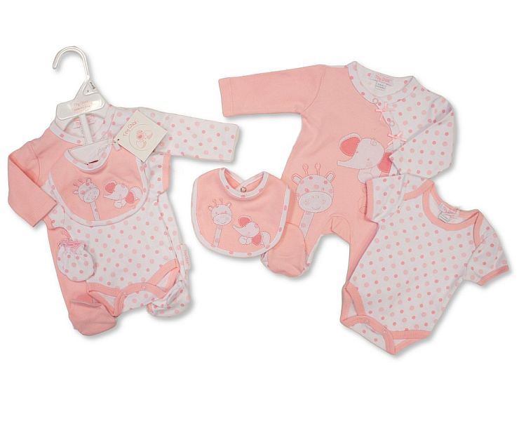 Premature Baby Girls 4 Pieces Set - Elephant and Giraffe (3-8lbs) (PK6) PB-20-737P