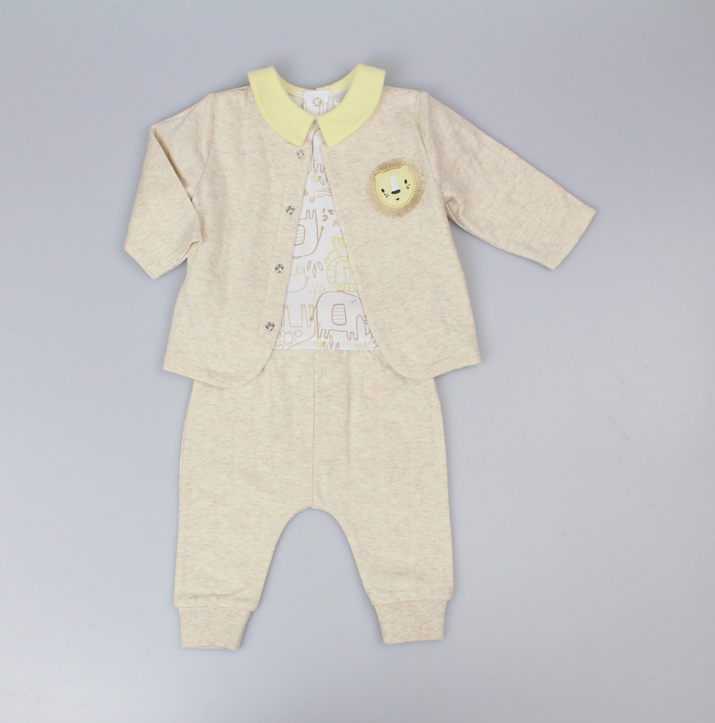 Boys 3pc jacket set pointelle jungle (0-6 Months) (PK6) E13306