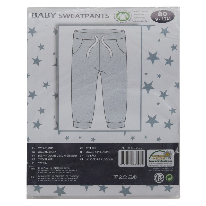 BABY ORGANIC COTTON JOG PANT-GREY (3-18 MONTHS) (PK6) 12SL003