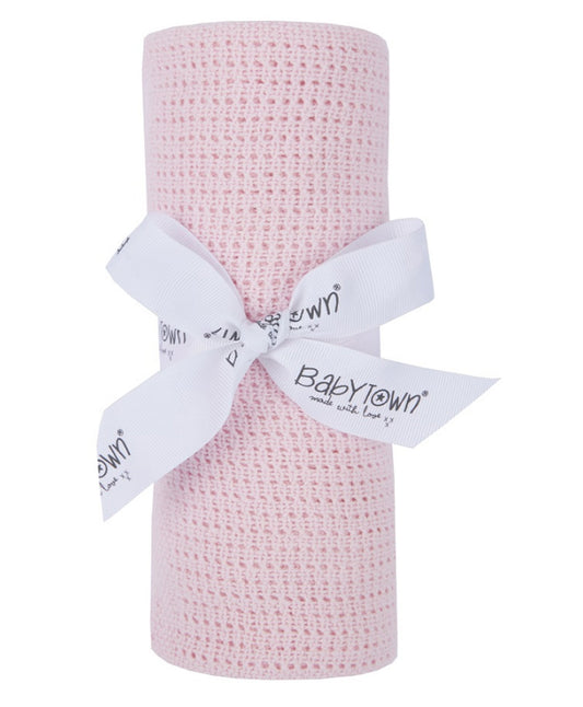 Baby Gift Soft Handle Pink Cellular Blanket 19C189-P - Kidswholesale.co.uk