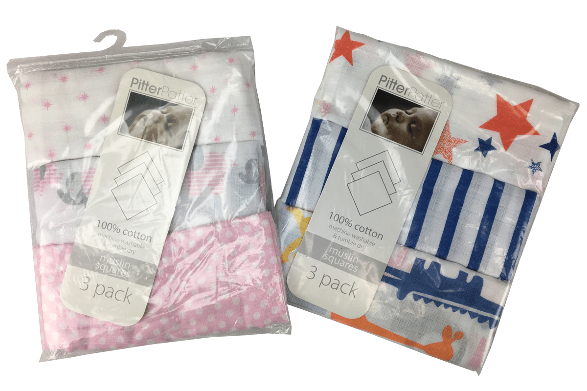 Muslin Squares - Packs of 3 - Kidswholesale.co.uk