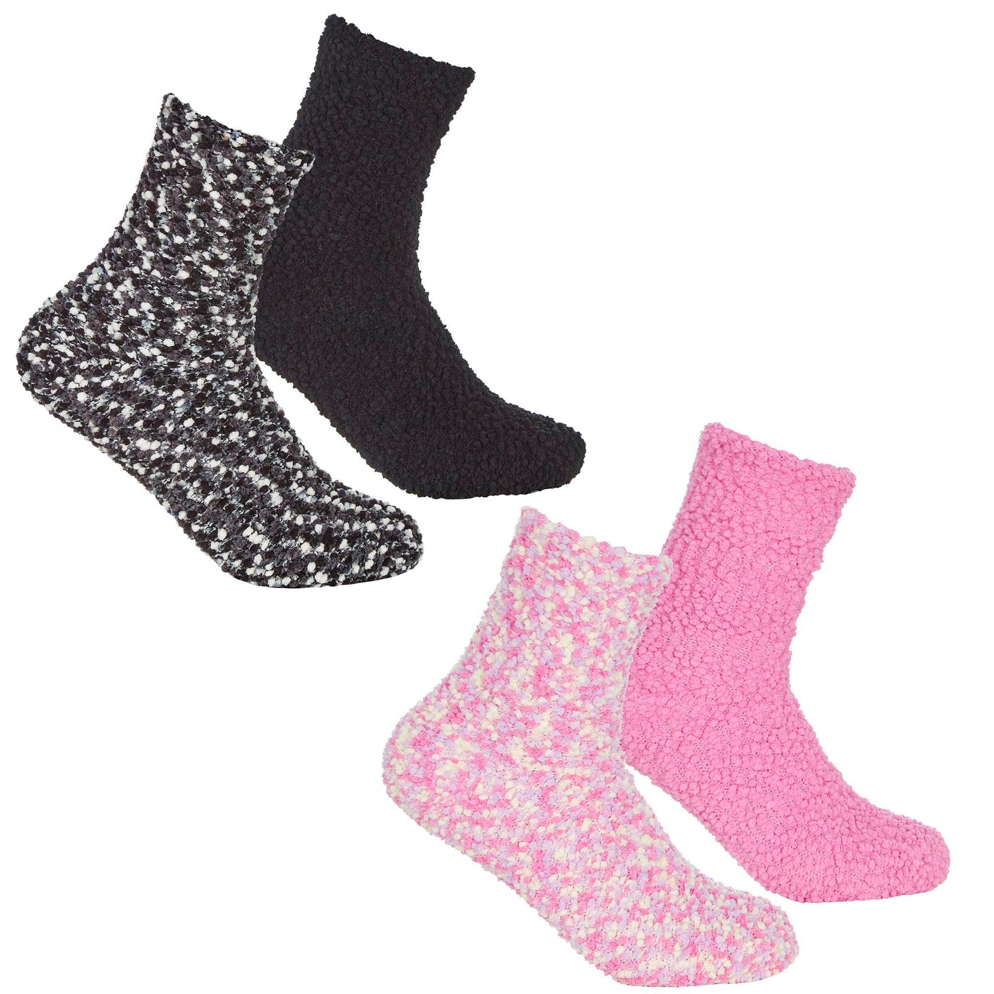GIRLS 2 PACK POPCORN COSY SOCKS - 9-12 To 4-5.5 (43B760)