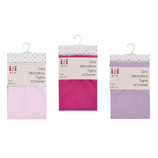 Girls Microfibre Tights - 60 Denier - 3-12 Years (46B437) - Kidswholesale.co.uk