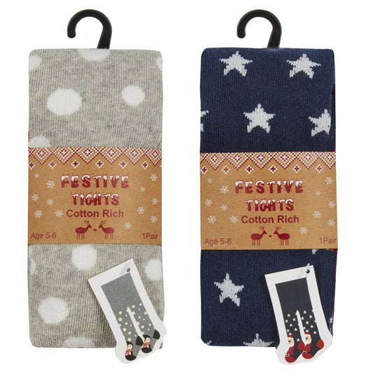 GIRLS CHRISTMAS DESIGN TIGHTS (2-8 YEARS) (PK12) 46B517