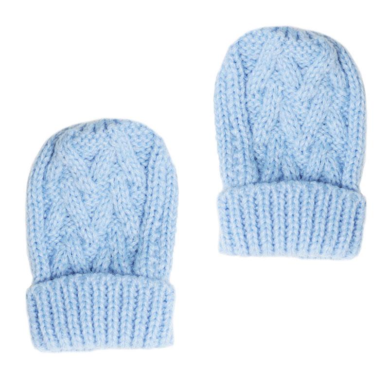 Small Blue 'Cheveron' Mittens (NB-12 Months) BM10-B-SM - Kidswholesale.co.uk