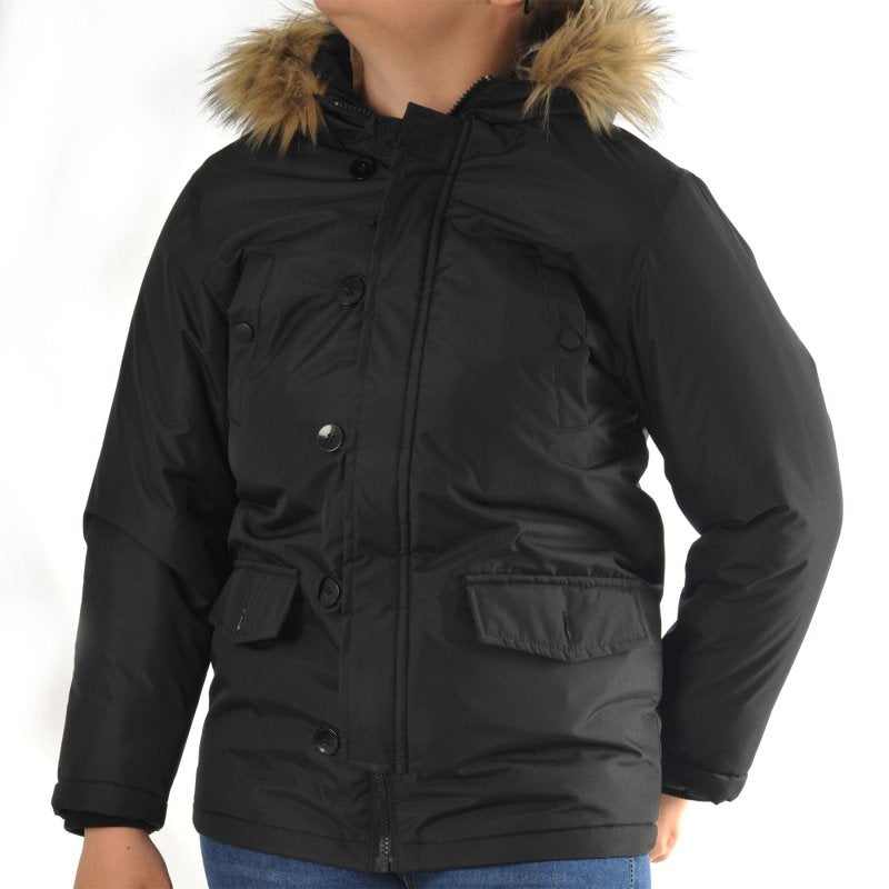 Black & Navy Faux Fur Jacket 7-13yrs