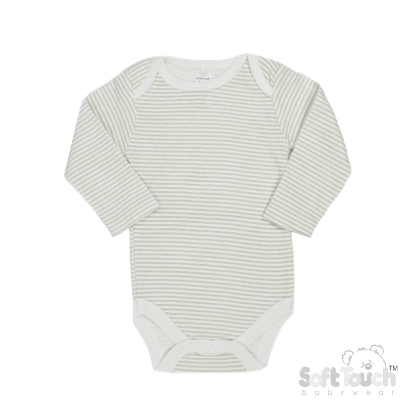 Long Sleeved Grey Striped Bodysuits (0-3 Months) (PK12) CC07-BS-0-3