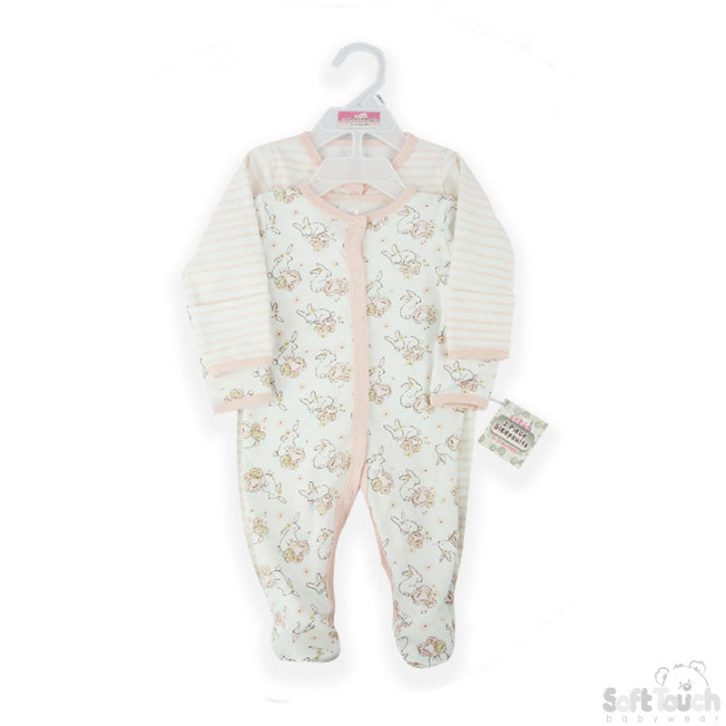 2 Pack Sleepsuit Bunny l (0-3 Months)-4CC202-SS