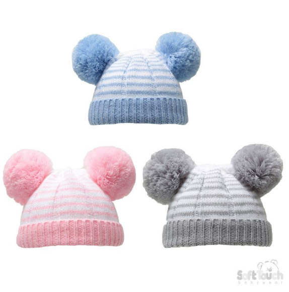 Small Striped Pom-Pom Hat No. H620-SM