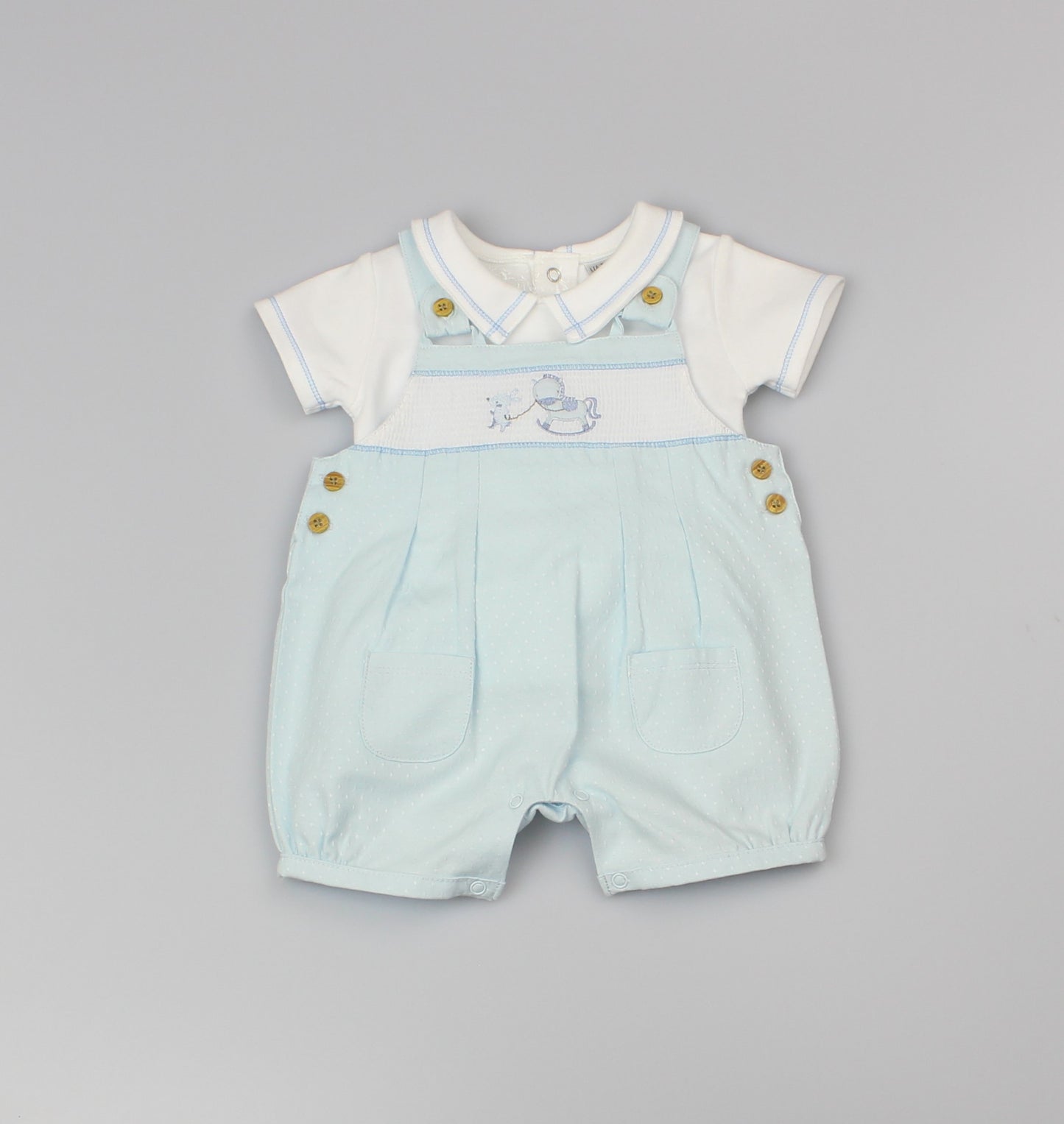 Boys Dungaree & Top Bear Rocking Horse (0-9 Months)-GF1053
